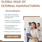 Global Head of External Manufacturing – Hongkong